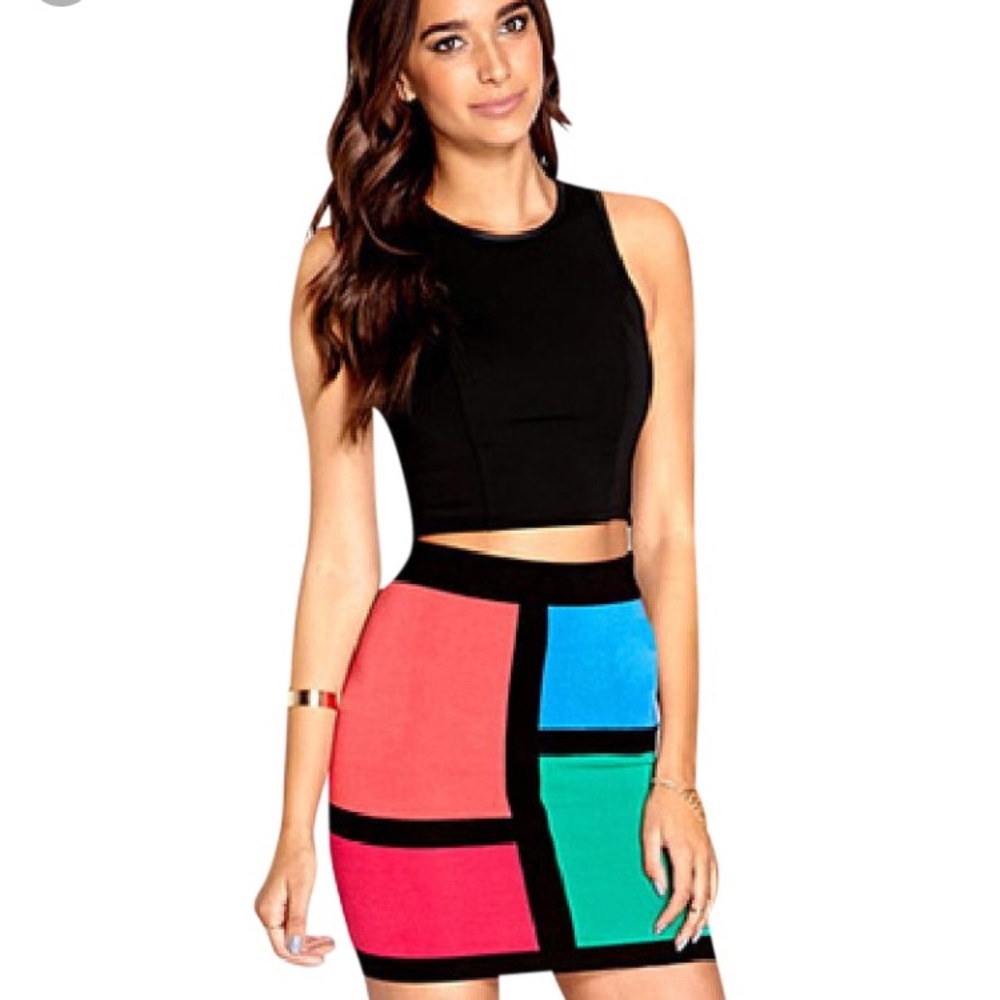 Color Blocking Bodycon Skirt